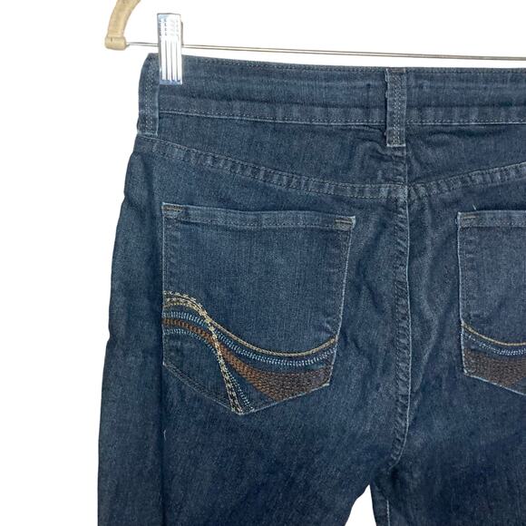 NYJD Women's Bootcut Jeans Embroidered Accent Pockets Blue Dark Wash Stretch 6P - Picture 15 of 16